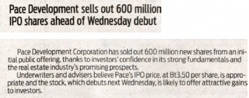 The Nation: PACE sells out 600 million IPO shares ahead of Wednesday debut