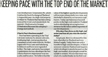 Bangkok Post: Keeping PACE with the top end of the market