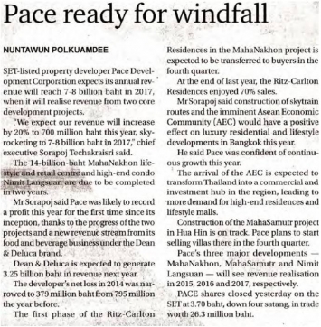 Bangkok Post: PACE ready for windfall