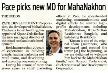 The Nation: PACE picks new MD for MahaNakhon