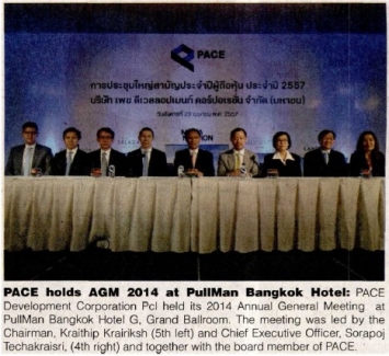 Bangkok Post: PACE holds AGM 2014 at PullMan Bangkok Hotel