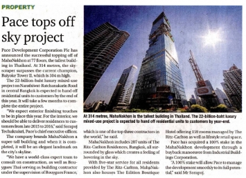 Bangkok Post: PACE tops off sky project