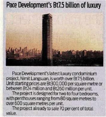 The Nation: PACE Development’s Bt7.5 billion of luxury